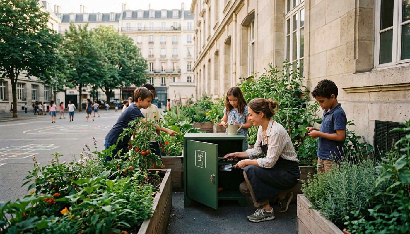 Paris transforme ses écoles : focus sur l’intégration de l’armoire phytosanitaire en zone urbaine